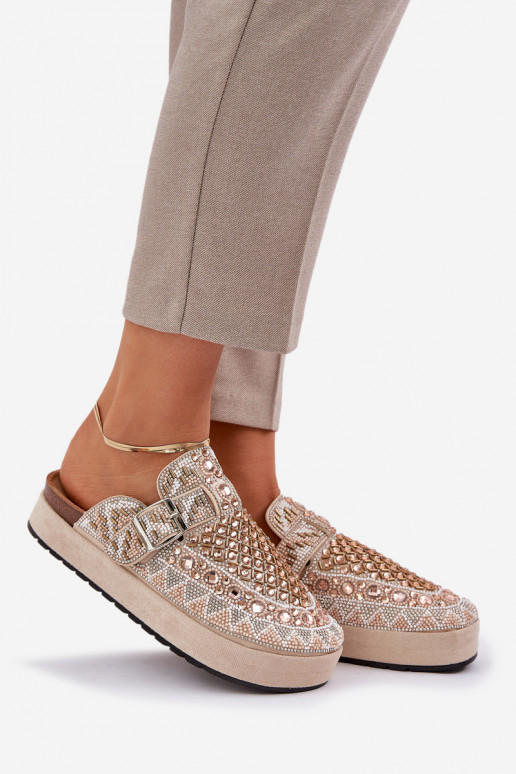 Versierd Slippers met platform beige Terfitra Versierd Slippers met platform beige Terfitra