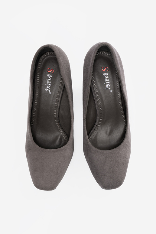 Grijze suède hoge hakken