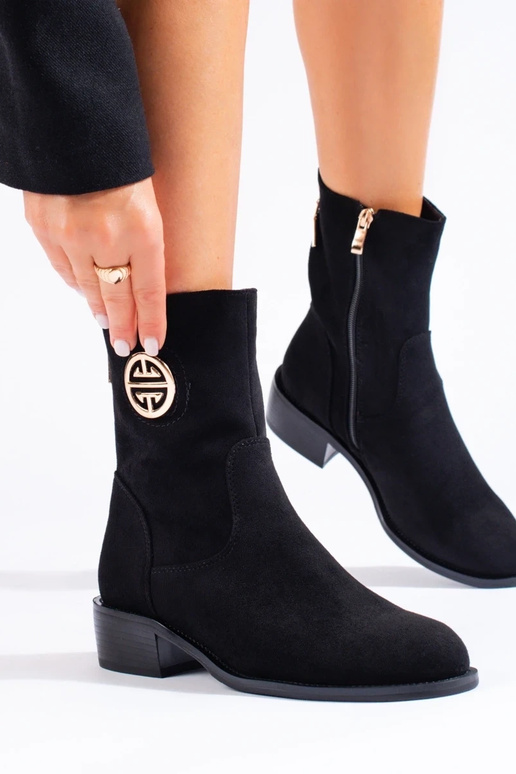 zwarte suède hoge damesschoenen