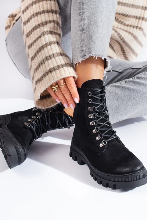 zwarte suède dameslaarzen Potocki