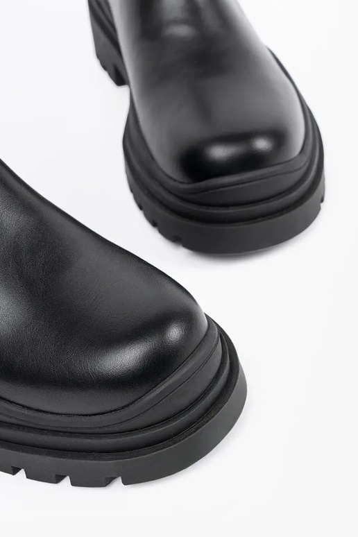 Zwarte dames enkellaarsjes met platform