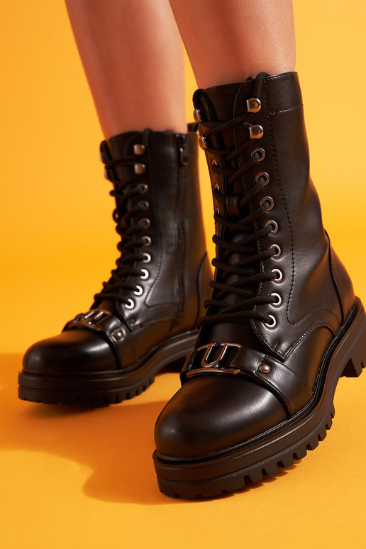 Dames veterboots zwart