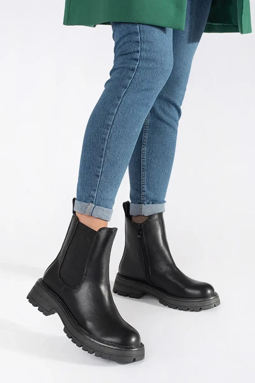 Zwarte platform enkellaarzen Zwarte platform enkellaarzen