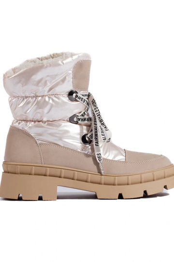 beige Dames snowboots met bont