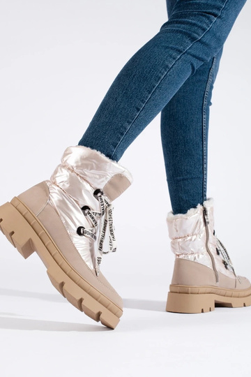 beige Dames snowboots met bont 2