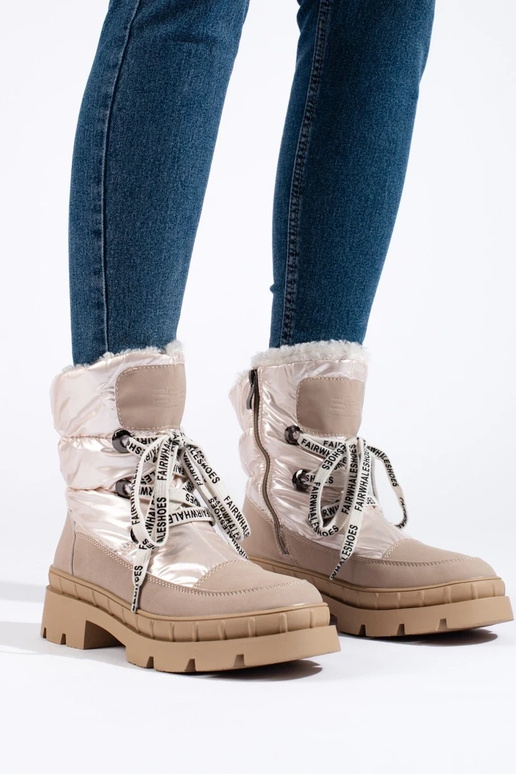 beige Dames snowboots met bont beige Dames snowboots met bont