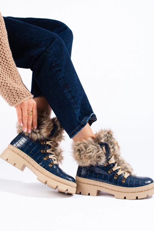 laarzen voor dames met bont blauw