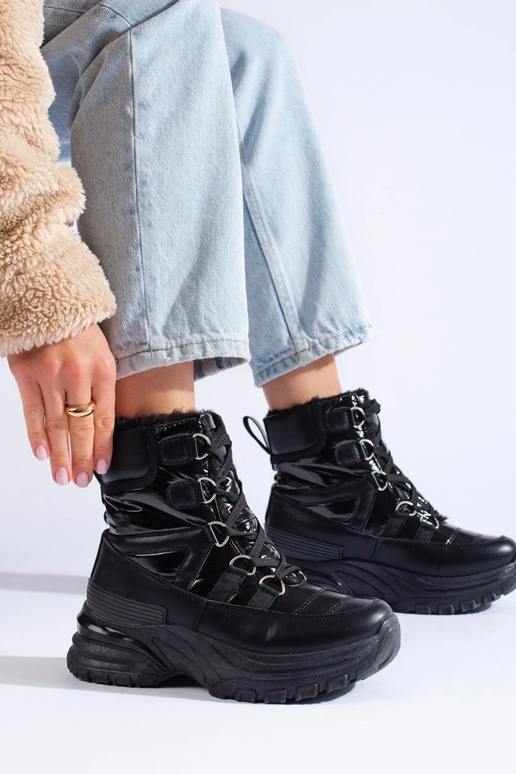 zwarte dames snowboots met bont Potocki zwarte dames snowboots met bont Potocki