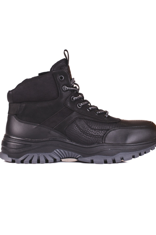 Heren schoenen met bont in zwart