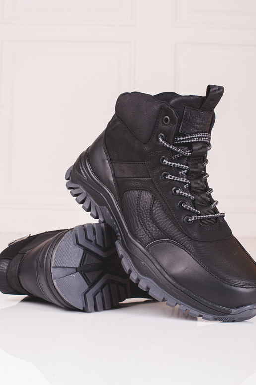 Heren schoenen met bont in zwart