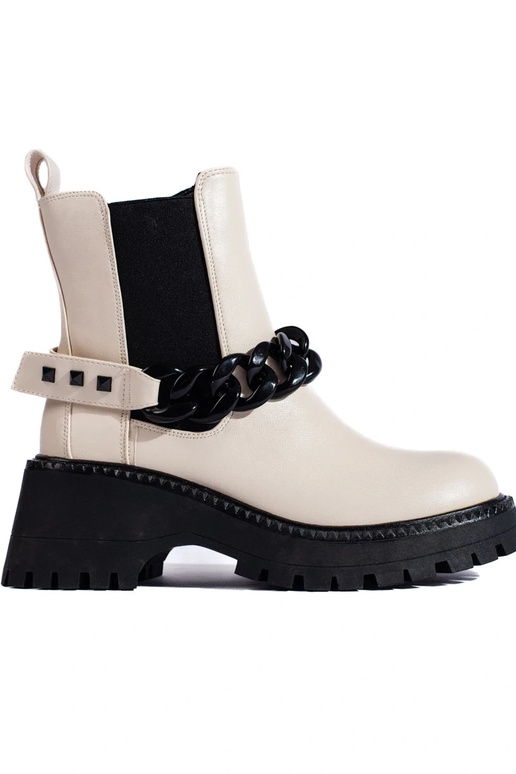 Damesschoenen met ketting in beige kleur