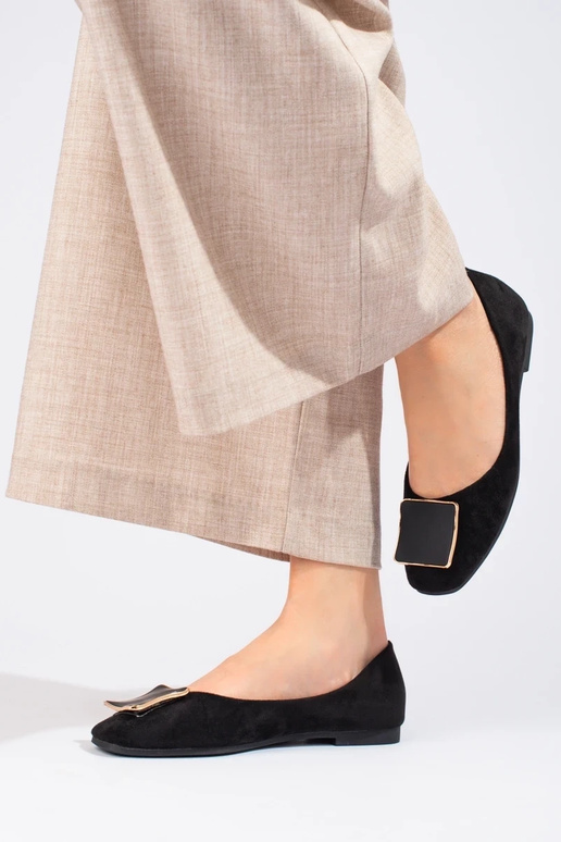 Shelovet suède ballerina in het zwart