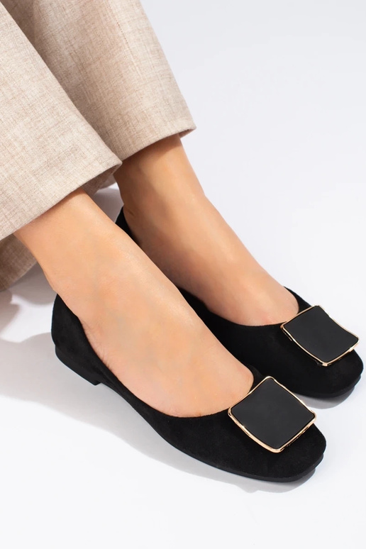 Shelovet suède ballerina in het zwart