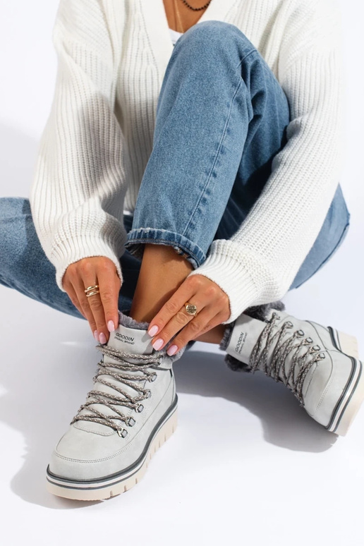 Dameslaarzen met platform in grijze...