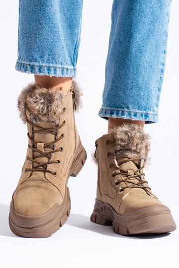 bruine dameslaarzen met bont 2