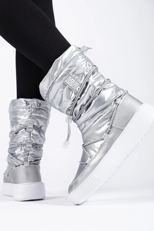 Geïsoleerde zilveren snowboots voor...