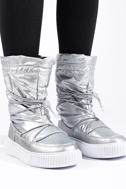 Geïsoleerde zilveren snowboots voor...