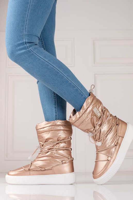 goudkleurige geïsoleerde snowboots...