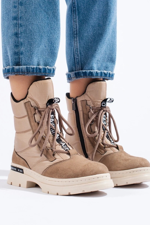 Dames snowboots met veters beige