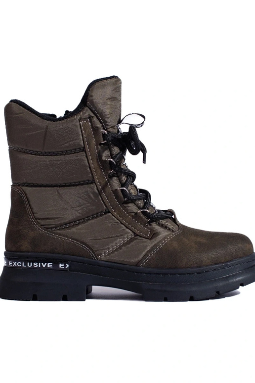 Dames snowboots met veters kaki