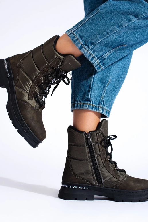 Dames snowboots met veters kaki