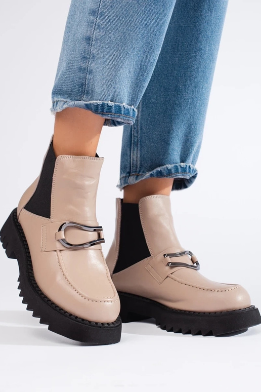 Leren damesschoenen met plateau in... Leren damesschoenen met plateau in...