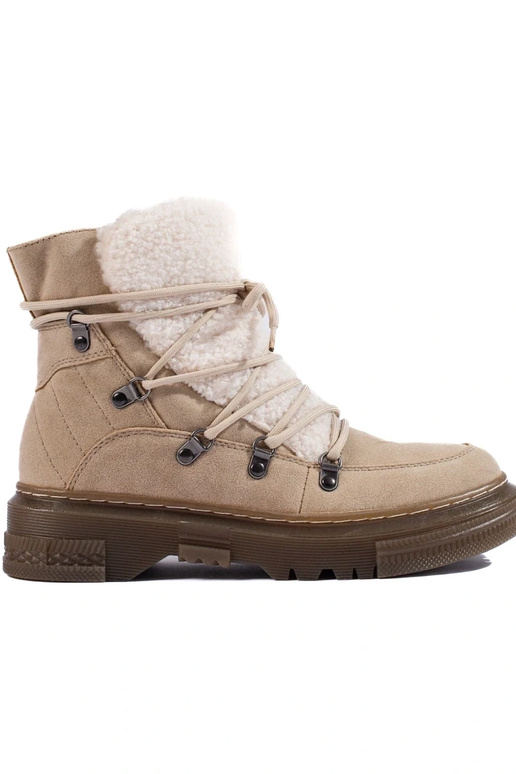 Dames snowboots beige met schapenvacht