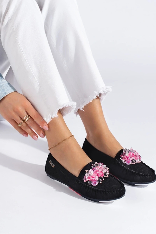 Shelovet zwarte suède mocassins