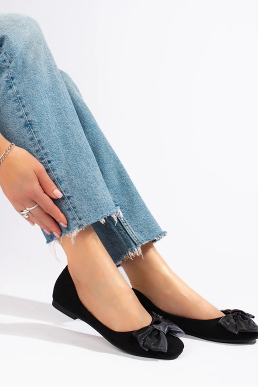 Suède ballerina met lint Shelovet zwart