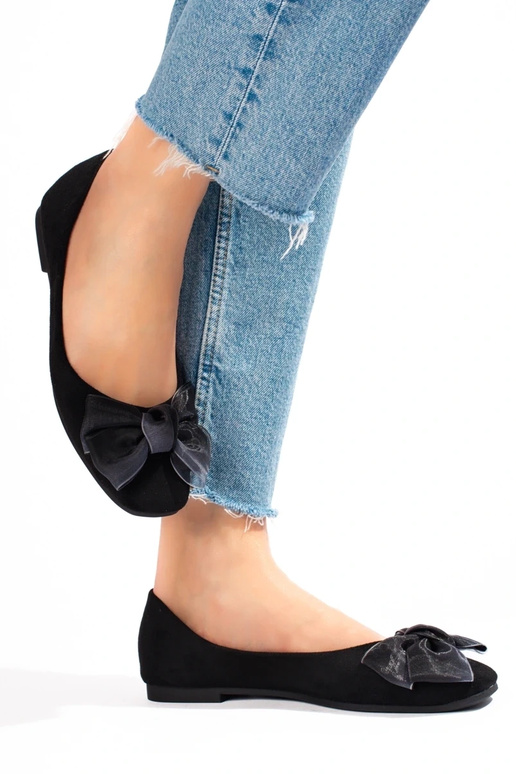 Suède ballerina met lint Shelovet zwart