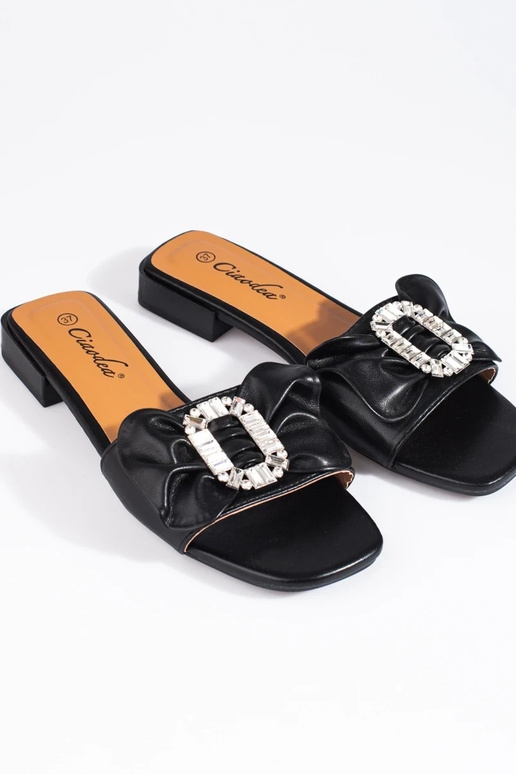 zwarte pantoffels met een lint Shelovet zwarte pantoffels met een lint Shelovet