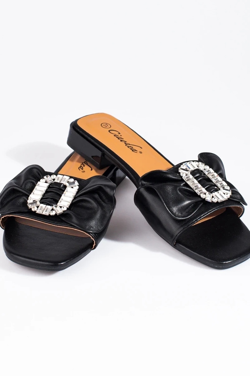 zwarte pantoffels met een lint Shelovet zwarte pantoffels met een lint Shelovet