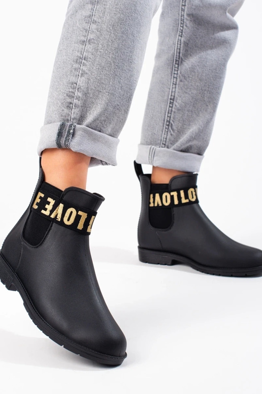 zwarte korte rubberen laarzen Shelovet zwarte korte rubberen laarzen Shelovet