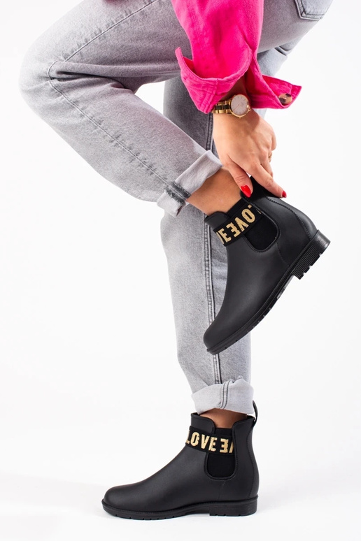 zwarte korte rubberen laarzen Shelovet zwarte korte rubberen laarzen Shelovet