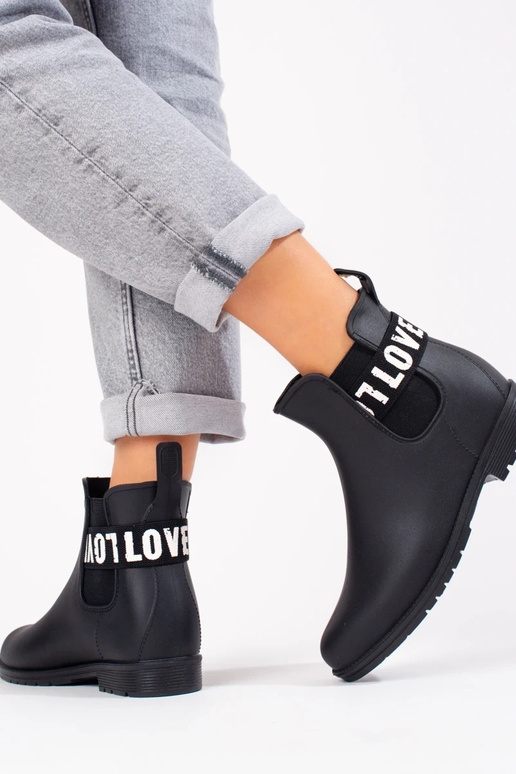 zwarte korte rubberen laarzen Shelovet zwarte korte rubberen laarzen Shelovet