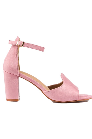 roze sandalen met hak van...