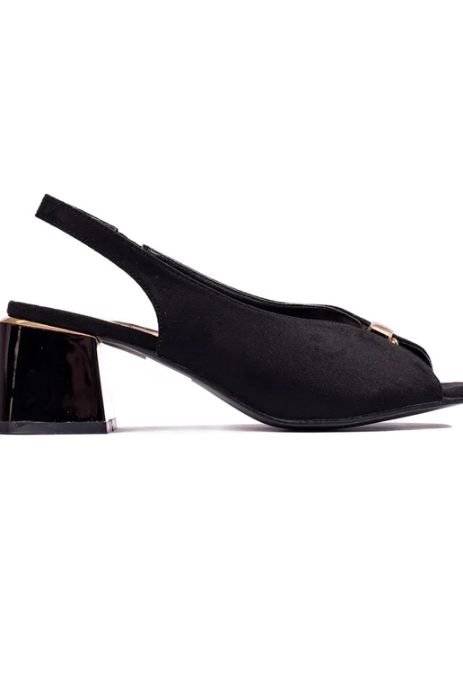 Shelovet zwarte suède sandalen met hak