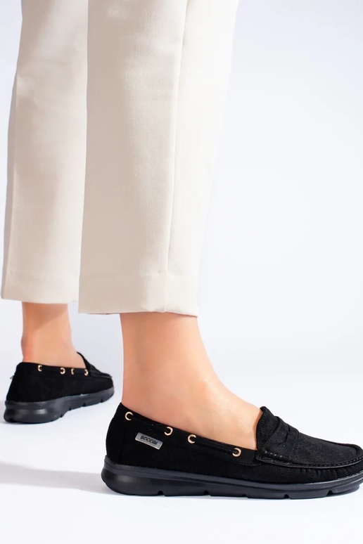 Shelovet zwarte suède mocassins