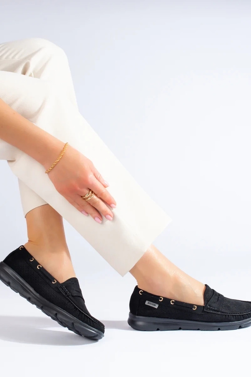 Shelovet zwarte suède mocassins