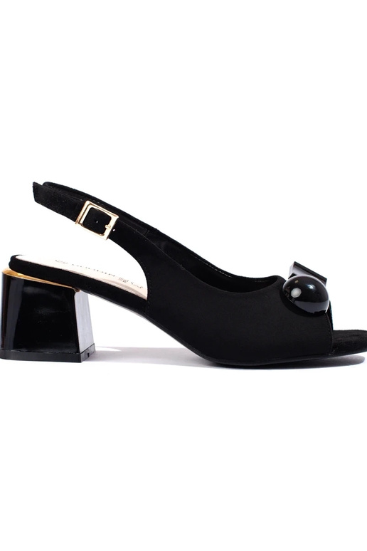 Zwarte suède sandalen met lage hak...