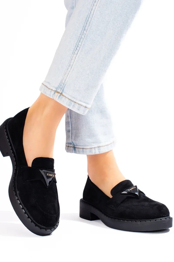 zwarte suède damesmocassins... 2