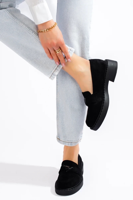 zwarte suède damesmocassins Potocki