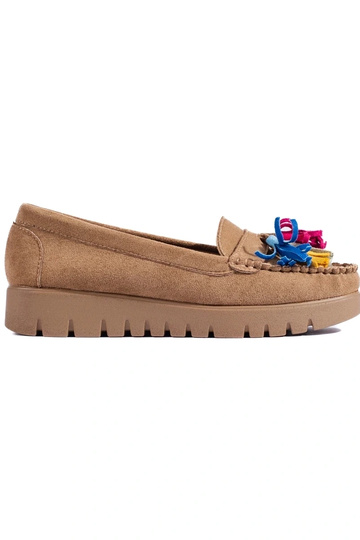 bruine suède mocassins boho...