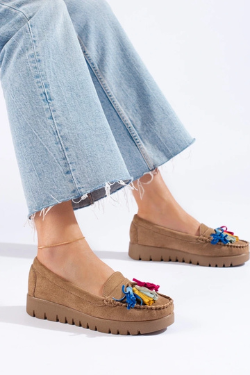 bruine suède mocassins boho... 2