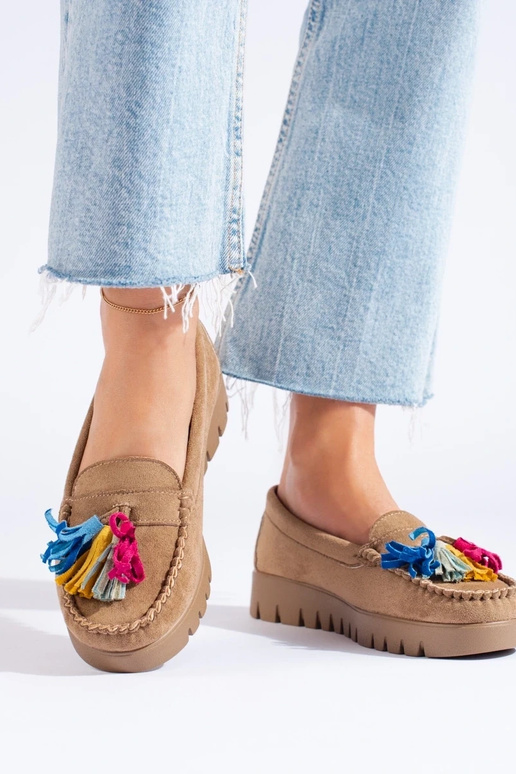 bruine suède mocassins boho Potocki