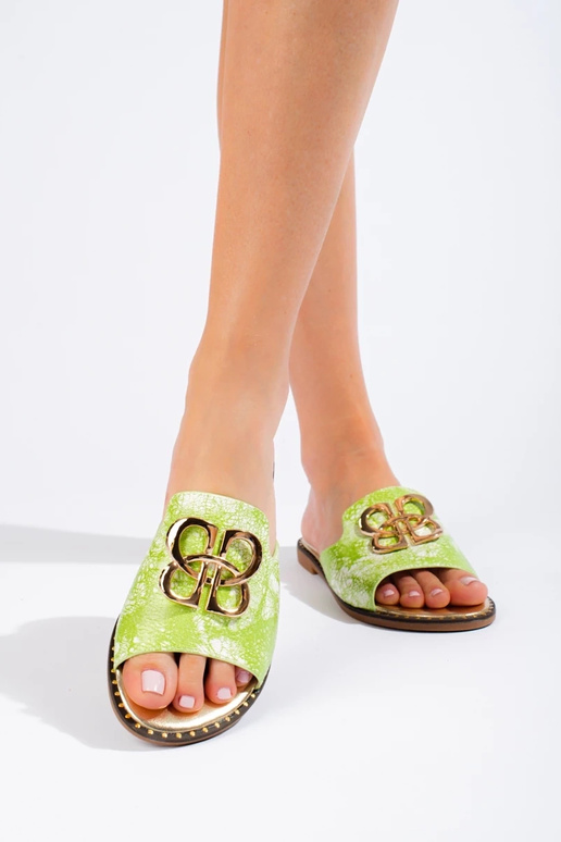 groene Slippers met gouden details... groene Slippers met gouden details...