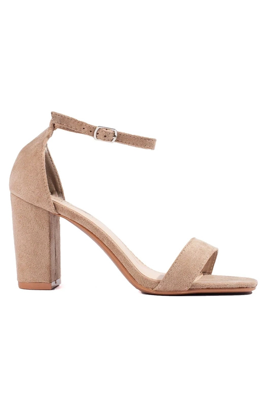 suède sandalen op de hak Shelovet beige suède sandalen op de hak Shelovet beige