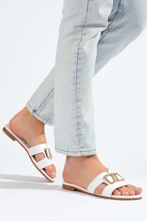 Elegante stijl pantoffels in witte...