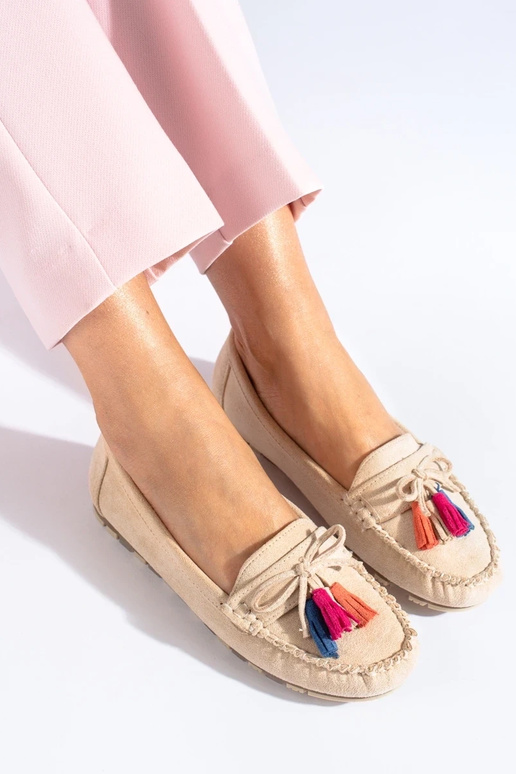 beige suède mocassins boho Shelovet beige suède mocassins boho Shelovet