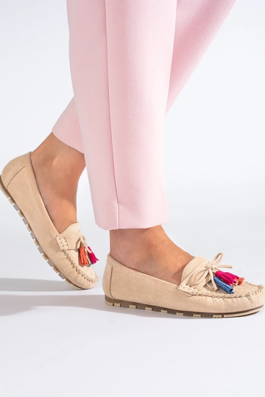 beige suède mocassins boho Shelovet beige suède mocassins boho Shelovet